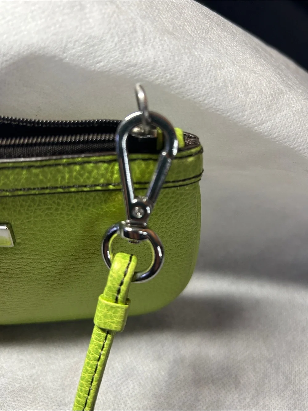 Calvin Klein Neon Green Leather Wristlet Clutch